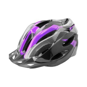 Фото Шлем велосипедный Stels FSD-HL021, out-mold, чёрно-пурпурный, 600124