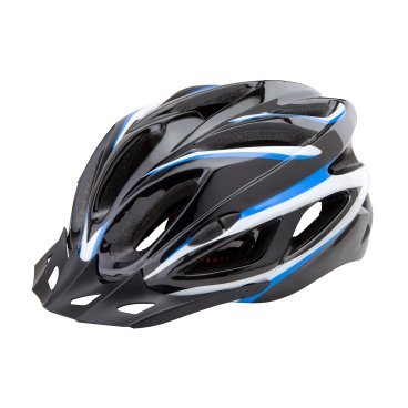 Фото Шлем велосипедный Stels FSD-HL022, in-mold, чёрный с синими полосами, 600129