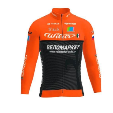 Велофутболка Biemme Team Velomarket, длинный рукав, оранжевый, 2021, AB14B0172M