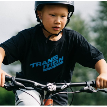 Велофутболка детская Transition Bikes Classic Split Logo, Black and Cyan