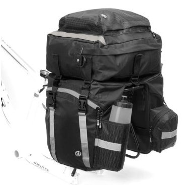 Велосумка-"штаны" на багажник AUTHOR A-N TOURER 40, 3в1, с плечевым ремнем, черная, 8-15000025