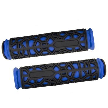 Грипсы велосипедные HUALONG HL-G106, 22,2x130 мм, резина, чёрно-голубые, HL-G106