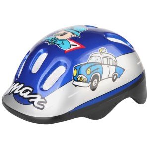 Шлем велосипедный детский Stels MV-6-2, серо-синий с авто 